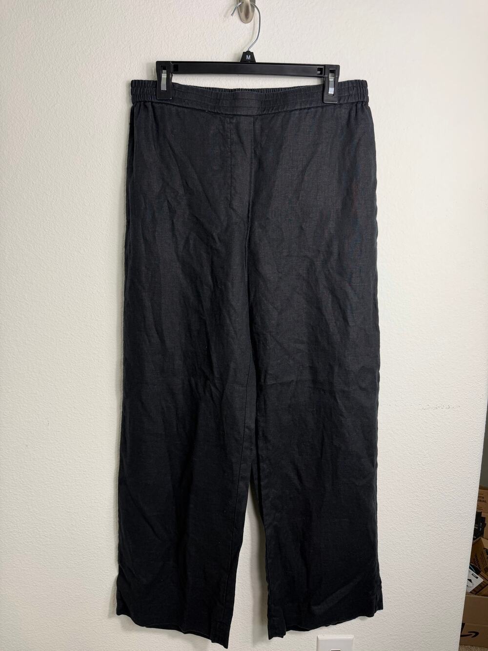 Cos Womens Linen Black Wide Leg Pants Size 8